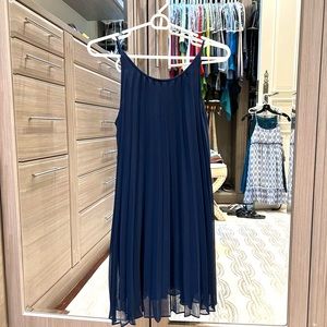 BCBG Navy Chiffon Pleated Mini Dress